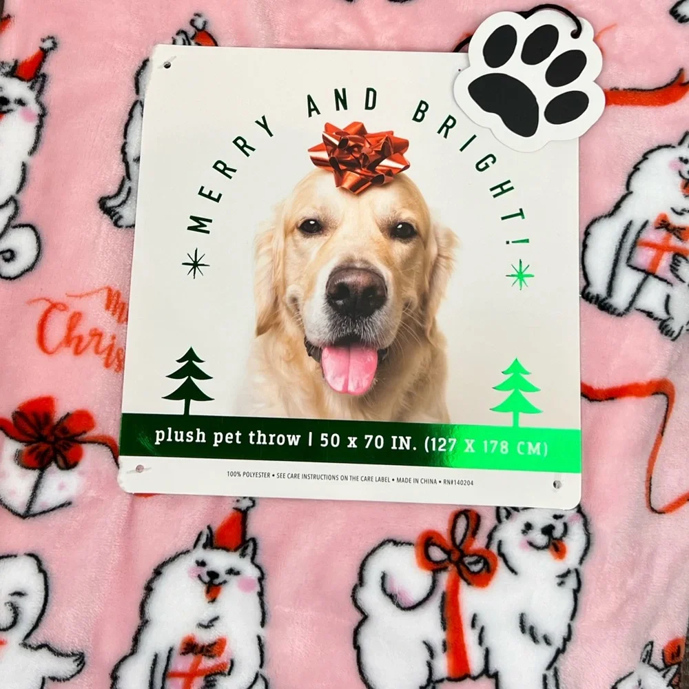 PETS - Merry & Bright - ‘Merry Christmas Dogs’. Plush Throw. 50”x70”. NWT Firm!